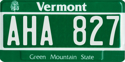 VT license plate AHA827