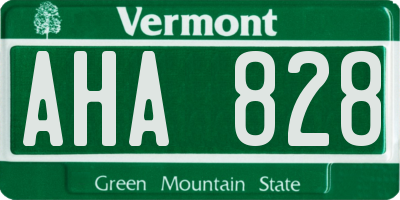 VT license plate AHA828