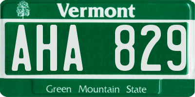 VT license plate AHA829
