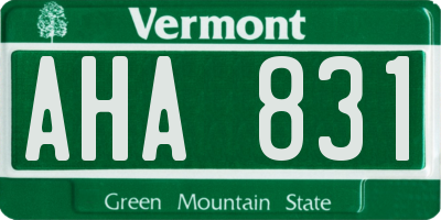 VT license plate AHA831