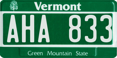 VT license plate AHA833