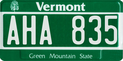 VT license plate AHA835