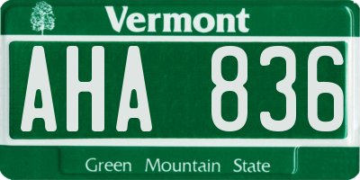 VT license plate AHA836