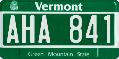 VT license plate AHA841