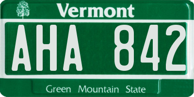 VT license plate AHA842