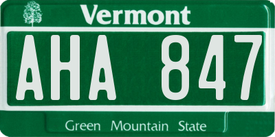 VT license plate AHA847