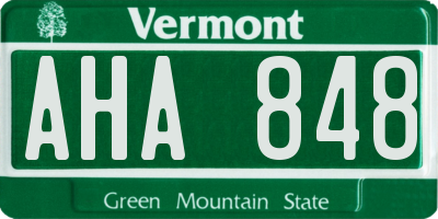 VT license plate AHA848