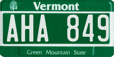 VT license plate AHA849