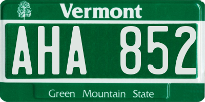 VT license plate AHA852