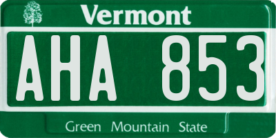 VT license plate AHA853