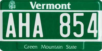 VT license plate AHA854