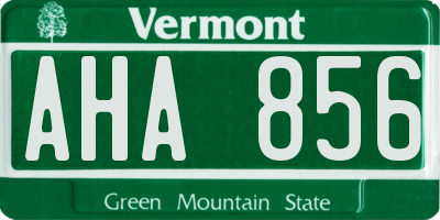 VT license plate AHA856