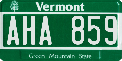 VT license plate AHA859
