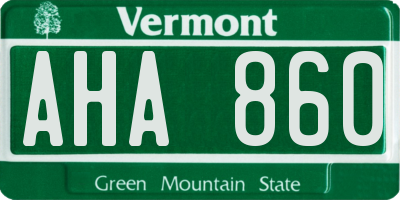 VT license plate AHA860