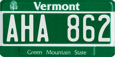 VT license plate AHA862