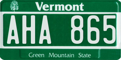 VT license plate AHA865