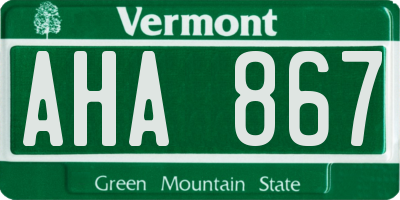 VT license plate AHA867