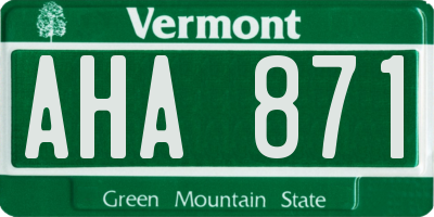 VT license plate AHA871