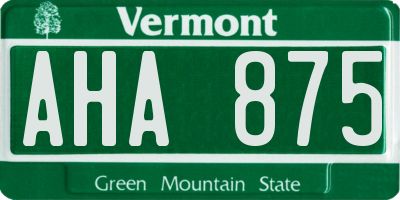 VT license plate AHA875