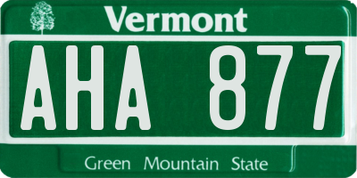 VT license plate AHA877