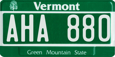 VT license plate AHA880
