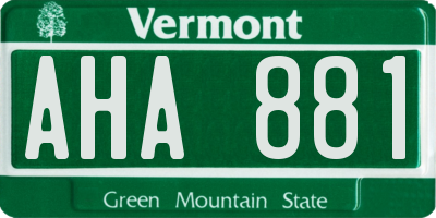 VT license plate AHA881
