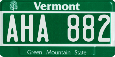 VT license plate AHA882