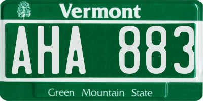 VT license plate AHA883