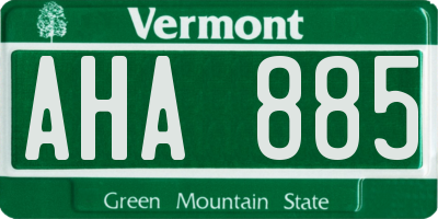 VT license plate AHA885