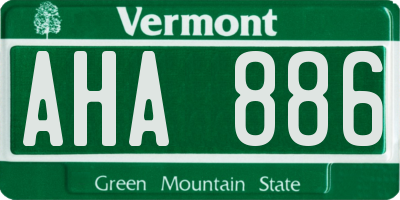 VT license plate AHA886