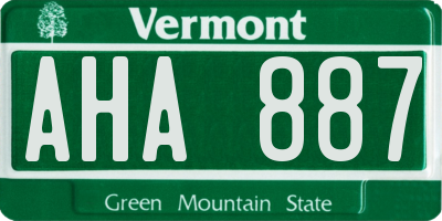 VT license plate AHA887
