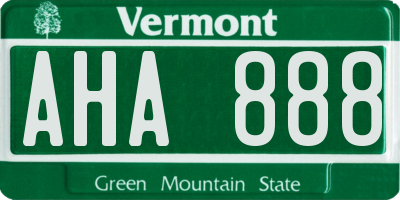 VT license plate AHA888