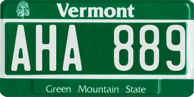 VT license plate AHA889