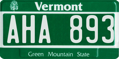 VT license plate AHA893