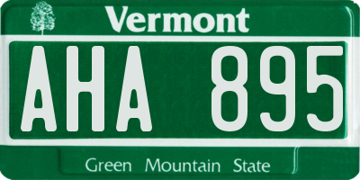 VT license plate AHA895