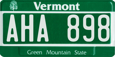 VT license plate AHA898