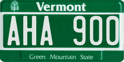 VT license plate AHA900