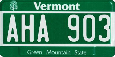 VT license plate AHA903