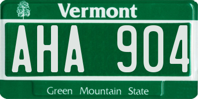 VT license plate AHA904
