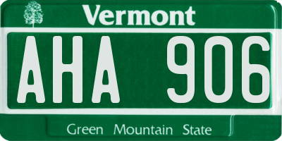 VT license plate AHA906