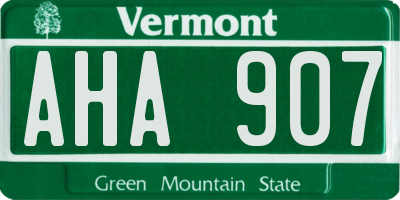 VT license plate AHA907