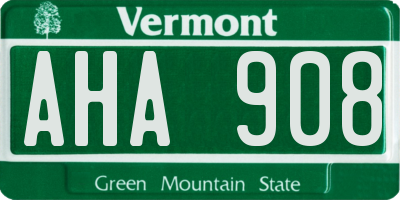 VT license plate AHA908