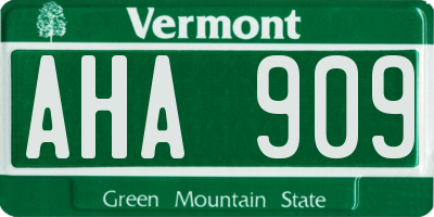 VT license plate AHA909