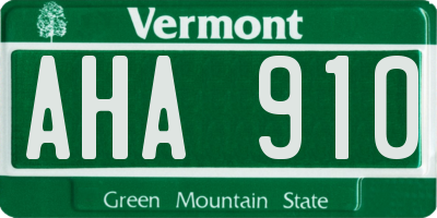 VT license plate AHA910