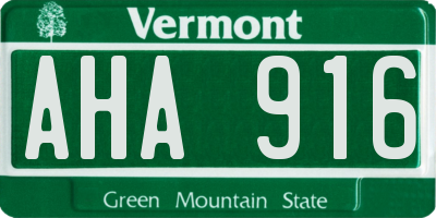 VT license plate AHA916