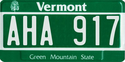 VT license plate AHA917