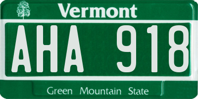 VT license plate AHA918
