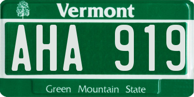 VT license plate AHA919