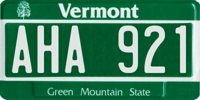 VT license plate AHA921