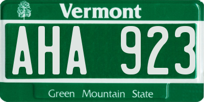 VT license plate AHA923